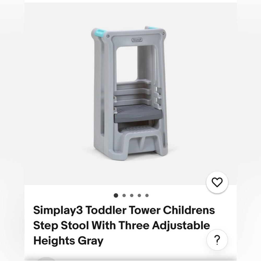 Gray Learning Tower with Adjustable Steps and Safety Rails
